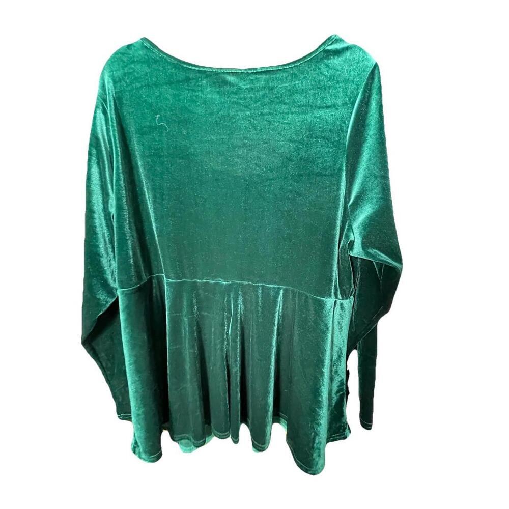 Emerald Green Velvet Pearl Neckline Embellishment Unbranded Sz 1X - Picture 2 of 2